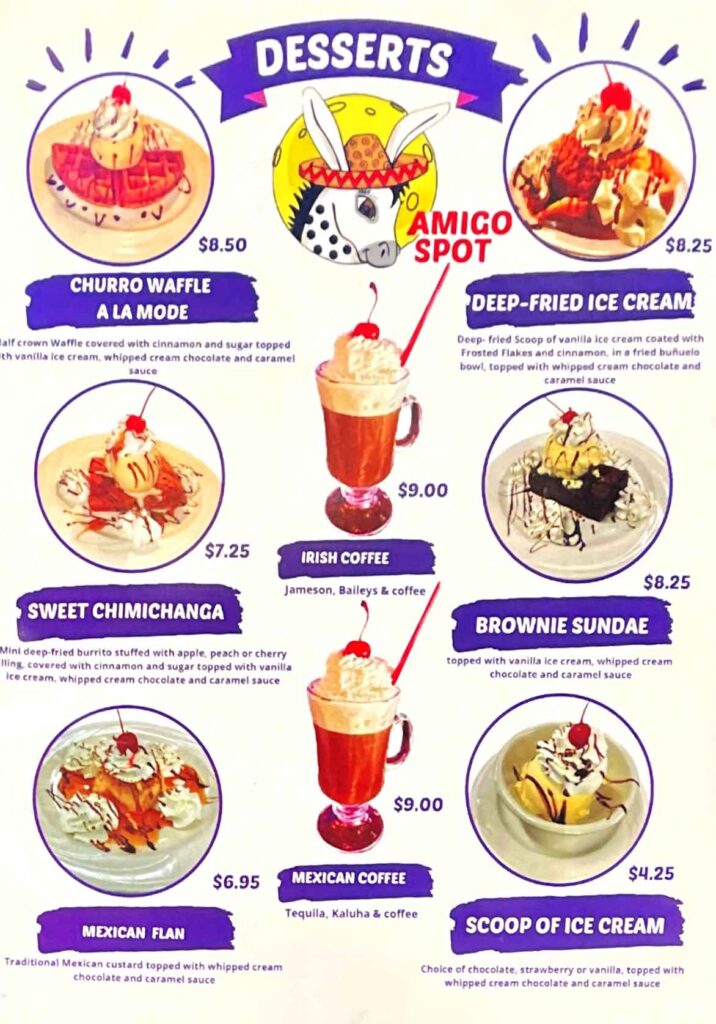 Amigo Dessert Menu Call (619) 297-2231 for details